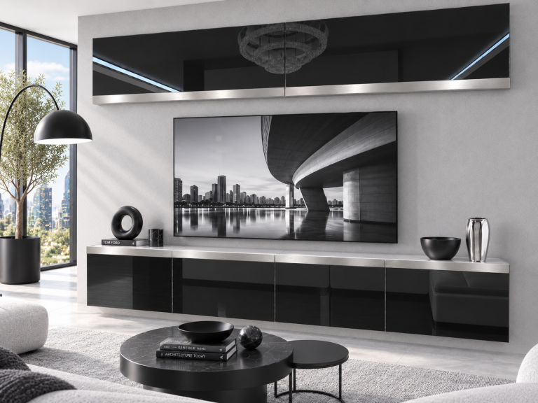 Obývací stěna Prestige 200 cm TV/RTV černá lesk Výrobce IMP P Brando 6/5/W/B/0/0/SL
