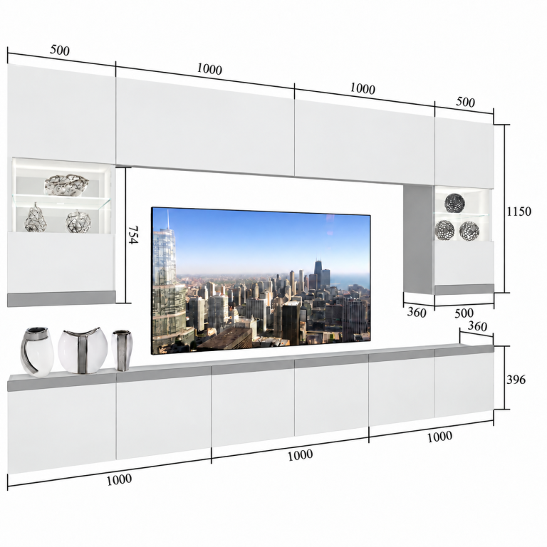 Obývací stěna Prestige 300 cm TV/RTV černá lesk Výrobce IMP P1 Nolan 1/5/W/B/0/0/SL
