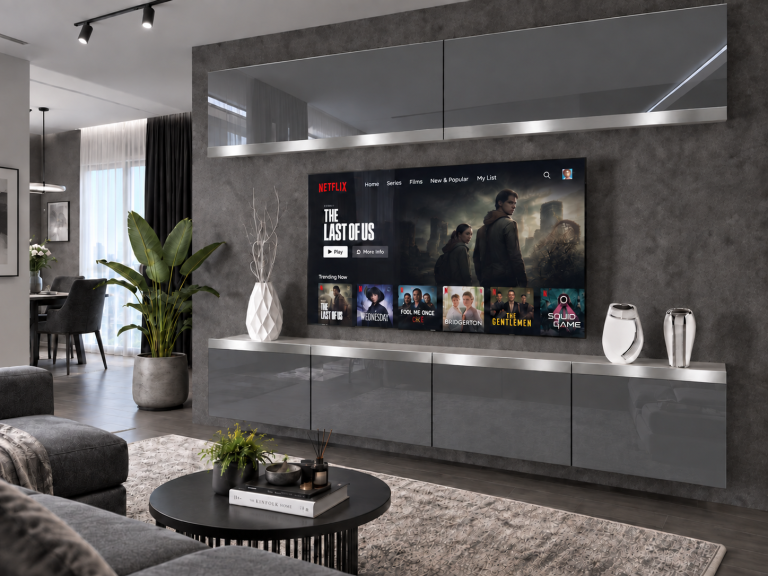 Obývací stěna Prestige 200 cm TV/RTV šedá lesk Výrobce IMP P Brando 6/5/W/S/0/0/SL