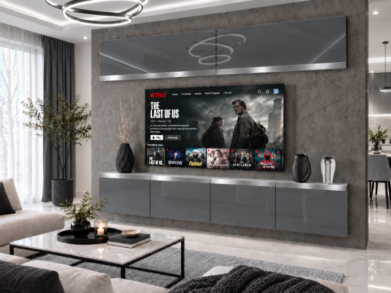 Obývací stěna Prestige 200 cm TV/RTV šedá lesk Výrobce IMP P Brando 6/5/W/S/0/0/SL