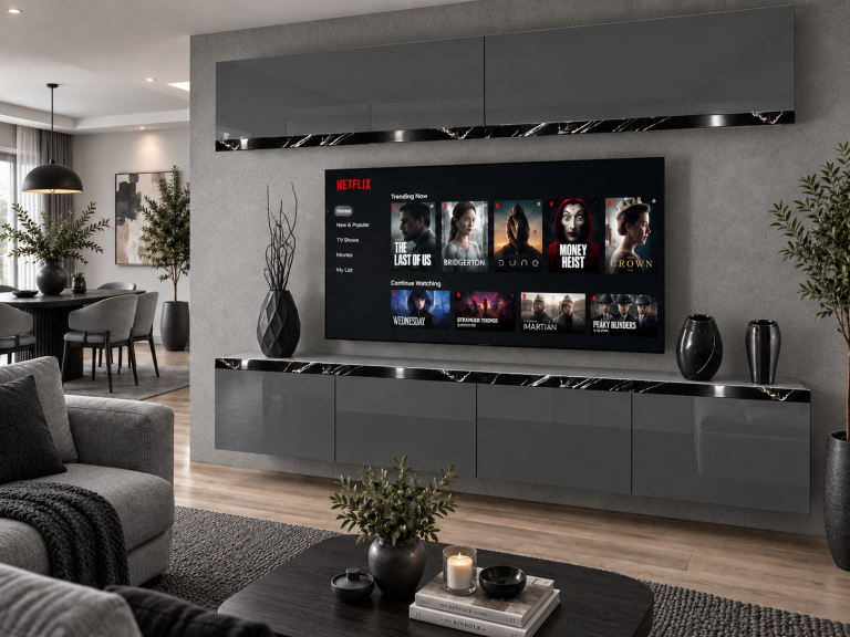Obývací stěna Prestige 200 cm TV/RTV šedá lesk Výrobce IMP P Brando 6/5/W/S/0/0/CS
