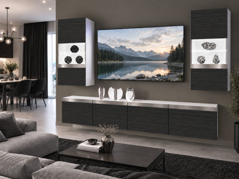 Obývací stěna Prestige 200 cm TV/RTV černá eben Výrobce IMP P Keanu 7/5/W/HK/0/0/SL