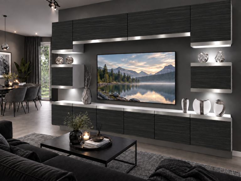 Obývací stěna Prestige 300 cm TV/RTV černá eben Výrobce IMP P Tarantino 3/5/W/HK/0/0/SL