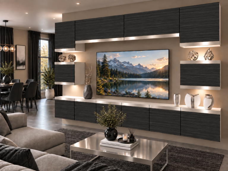 Obývací stěna Prestige 300 cm TV/RTV černá eben Výrobce IMP P Tarantino 3/5/W/HK/0/0/SL