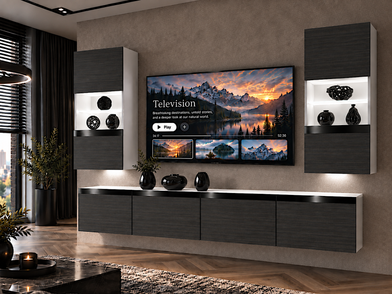 Obývací stěna Prestige 200 cm TV/RTV černá eben Výrobce IMP P Keanu 7/5/W/HK/0/0/CP