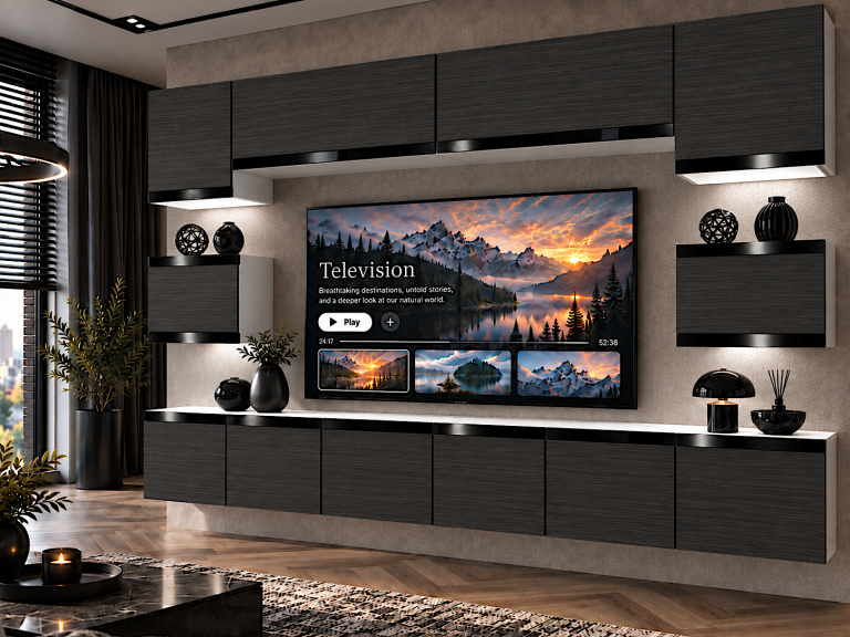 Obývací stěna Prestige 300 cm TV/RTV černá eben Výrobce IMP P Tarantino 3/5/W/HK/0/0/CP