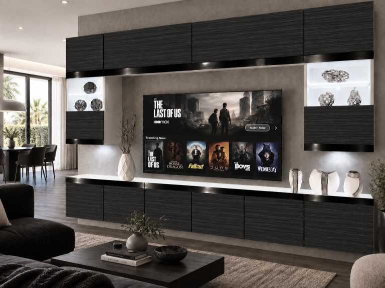 Obývací stěna Prestige 300 cm TV/RTV černá eben Výrobce IMP P2 Nolan 1/5/W/HK/0/0/CP