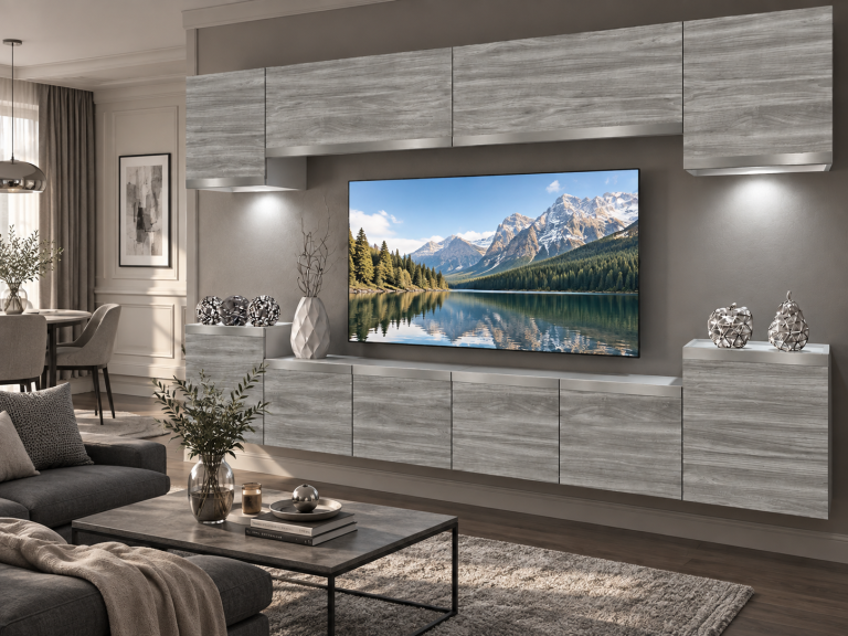 Obývací stěna Prestige 300 cm TV/RTV šedý antracit grafitový Výrobce IMP P Hepburn 4/5/W/GW1/0/0/SL