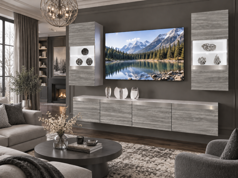Obývací stěna Prestige 200 cm TV/RTV šedá antracit grafitová Výrobce IMP P Keanu 7/5/W/GW1/0/0/SL