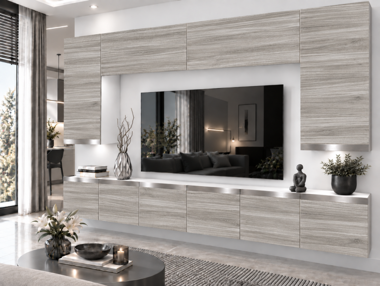 Obývací stěna Prestige 300 cm TV/RTV šedý antracit grafitový Výrobce IMP P Monroe 2/5/W/GW1/0/0/SL