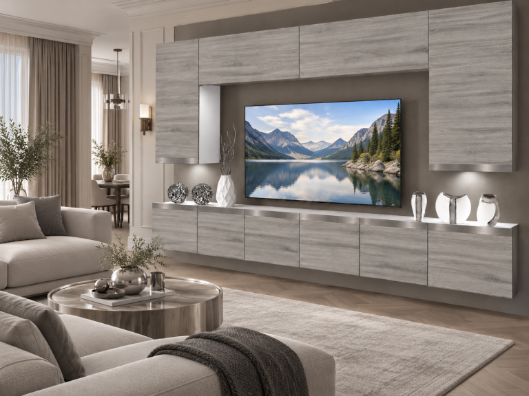 Obývací stěna Prestige 300 cm TV/RTV šedý antracit grafitový Výrobce IMP P Monroe 2/5/W/GW1/0/0/SL