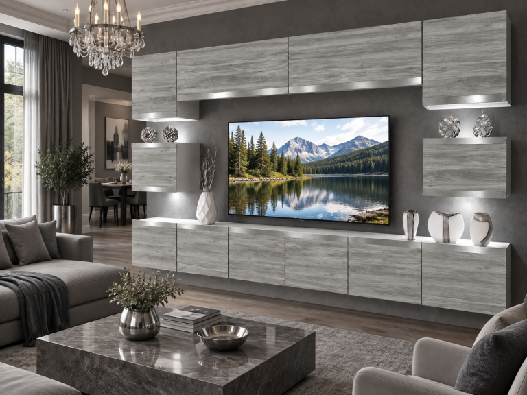 Obývací stěna Prestige 300 cm TV/RTV šedý antracit grafitový Výrobce IMP P Tarantino 3/5/W/GW1/0/0/SL