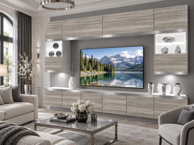 Obývací stěna Prestige 300 cm TV/RTV šedý antracit grafitový Výrobce IMP P2 Nolan 1/5/W/GW1/0/0/SL