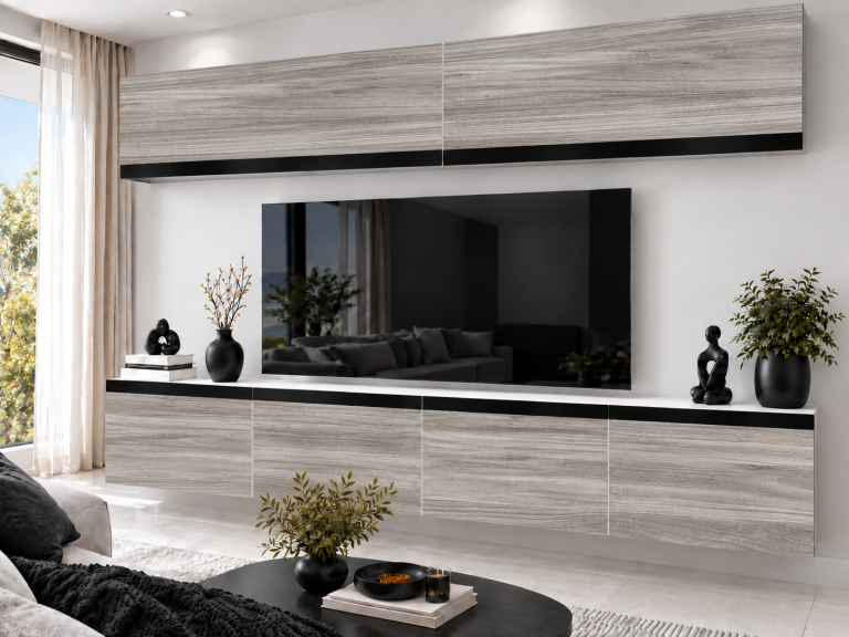 Obývací stěna Prestige 200 cm TV/RTV šedá antracit grafitová Výrobce IMP P Brando 6/5/W/GW1/0/0/CM