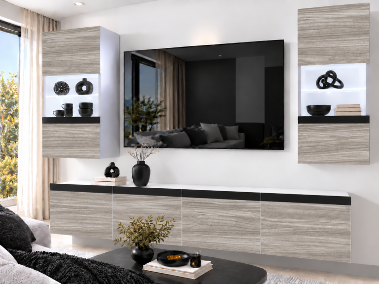 Obývací stěna Prestige 200 cm TV/RTV šedá antracit grafitová Výrobce IMP P Keanu 7/5/W/GW1/0/0/CM
