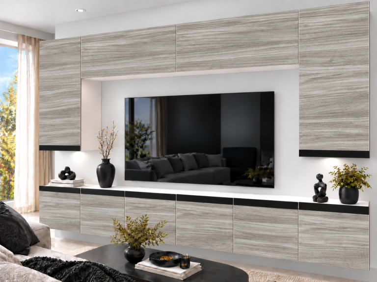 Obývací stěna Prestige 300 cm TV/RTV šedý antracit grafitový Výrobce IMP P Monroe 2/5/W/GW1/0/0/CM