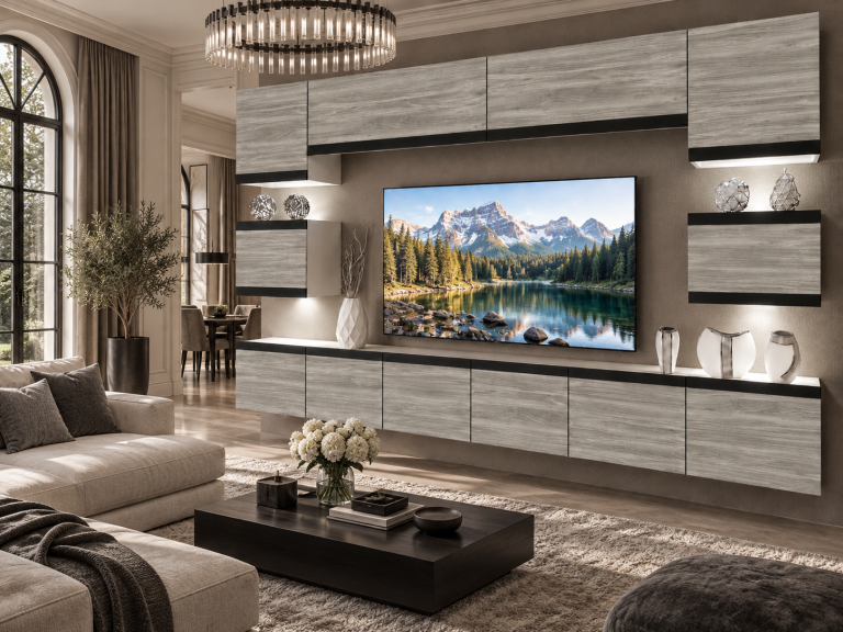 Obývací stěna Prestige 300 cm TV/RTV šedý antracit grafitový Výrobce IMP P Tarantino 3/5/W/GW1/0/0/CM