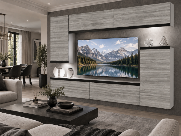 Obývací stěna Prestige 250 cm TV/RTV šedá antracit grafitová Výrobce IMP P Woody 8/5/W/GW1/0/0/CM