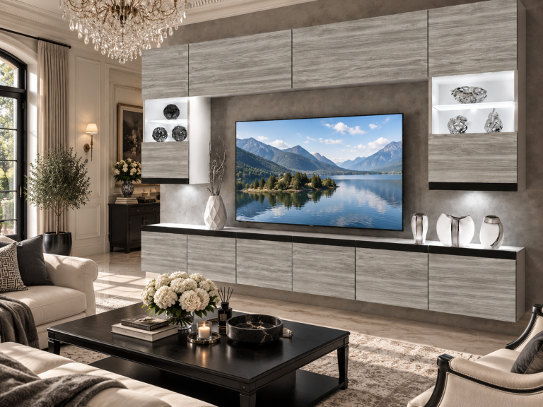 Obývací stěna Prestige 300 cm TV/RTV šedý antracit grafitový Výrobce IMP P1 Nolan 1/5/W/GW1/0/0/CM