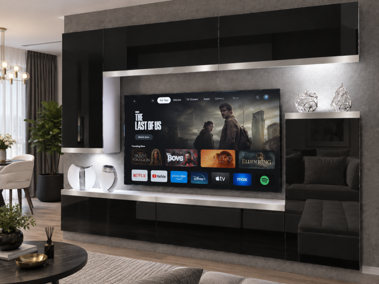 Obývací stěna Prestige 250 cm TV/RTV černá lesk Výrobce IMP P Woody 8/5/W/B/0/0/SL