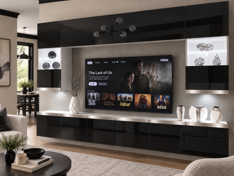 Obývací stěna Prestige 300 cm TV/RTV černá lesk Výrobce IMP P1 Nolan 1/5/W/B/0/0/SL