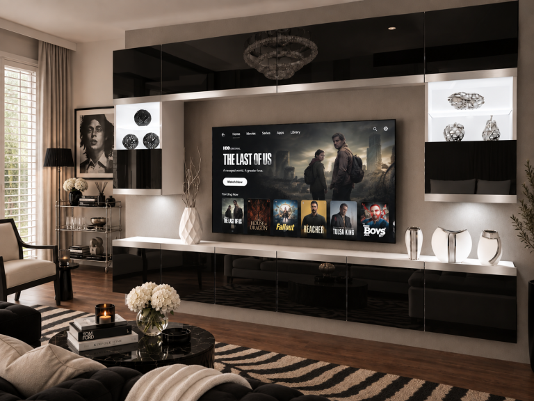 Obývací stěna Prestige 300 cm TV/RTV černá lesk Výrobce IMP P2 Nolan 1/5/W/B/0/0/SL