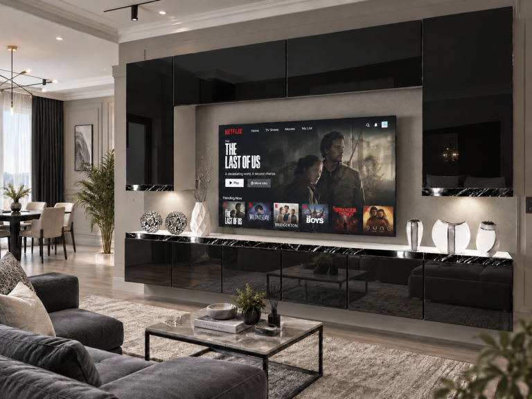 Obývací stěna Prestige 300 cm TV/RTV černá lesk Výrobce IMP P Monroe 2/5/W/B/0/0/CS