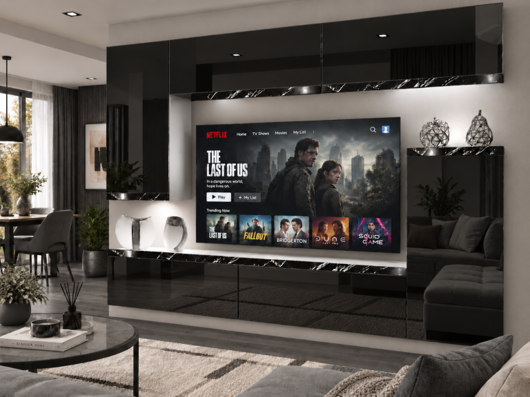 Obývací stěna Prestige 250 cm TV/RTV černá lesk Výrobce IMP P Woody 8/5/W/B/0/0/CS