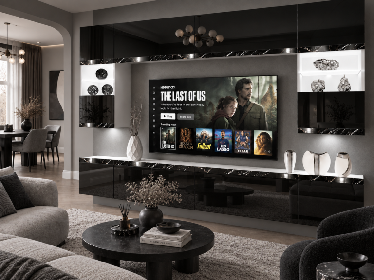 Obývací stěna Prestige 300 cm TV/RTV černá lesk Výrobce IMP P2 Nolan 1/5/W/B/0/0/CS