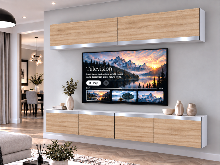 Obývací stěna Prestige 200 cm TV/RTV dubová dub wotan dub sonoma Výrobce IMP P Brando 6/5/W/DS/0/0/SL