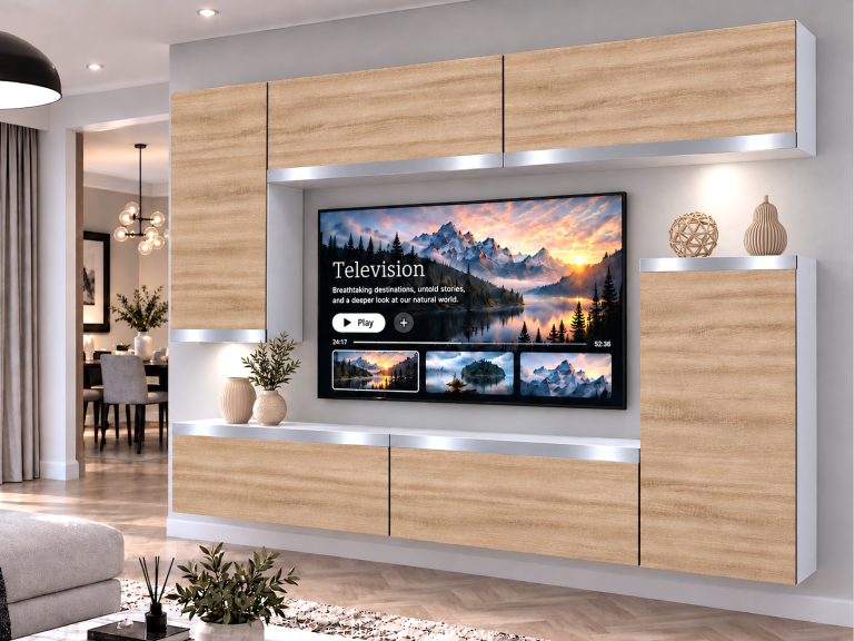 Obývací stěna Prestige 250 cm TV/RTV dubová dub wotan dub sonoma Výrobce IMP P Woody 8/5/W/DS/0/0/SL