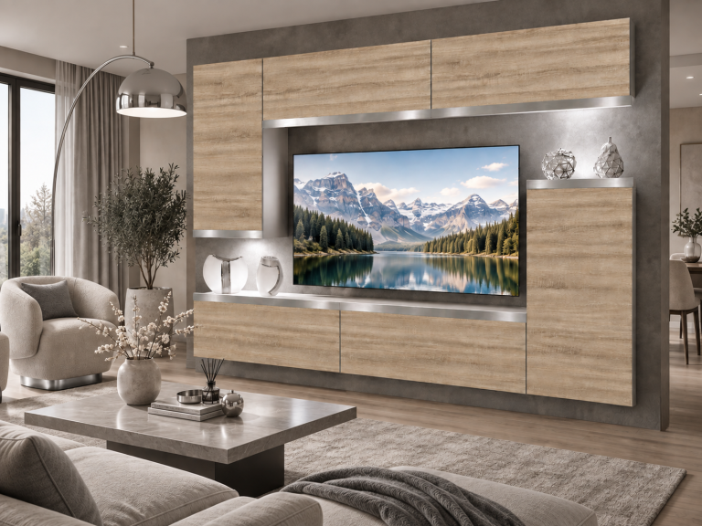 Obývací stěna Prestige 250 cm TV/RTV dubová dub wotan dub sonoma Výrobce IMP P Woody 8/5/W/DS/0/0/SL