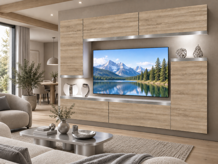 Obývací stěna Prestige 250 cm TV/RTV dubová dub wotan dub sonoma Výrobce IMP P Woody 8/5/W/DS/0/0/SL