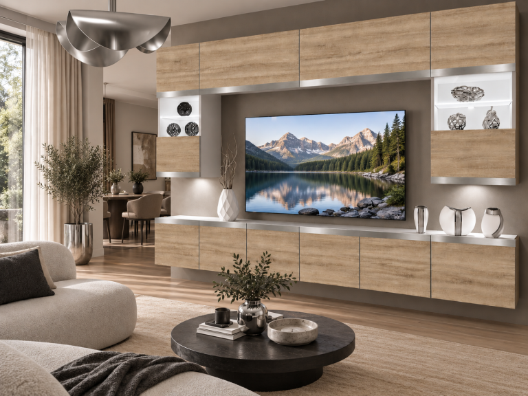 Obývací stěna Prestige 300 cm TV/RTV dubová dub wotan dub sonoma Výrobce IMP P2 Nolan 1/5/W/DS/0/0/SL