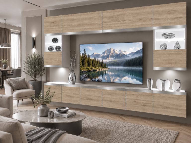 Obývací stěna Prestige 300 cm TV/RTV dubová dub wotan dub sonoma Výrobce IMP P2 Nolan 1/5/W/DS/0/0/SL