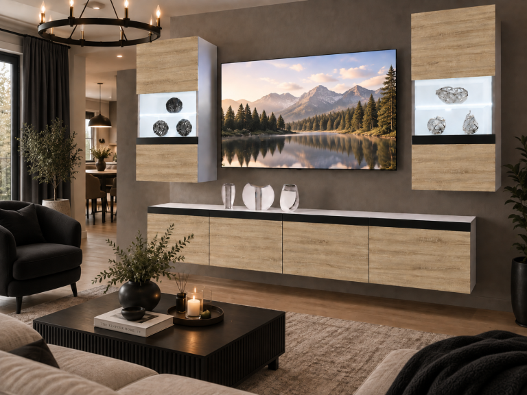 Obývací stěna Prestige 200 cm TV/RTV dubová dub wotan dub sonoma Výrobce IMP P Keanu 7/5/W/DS/0/0/CM
