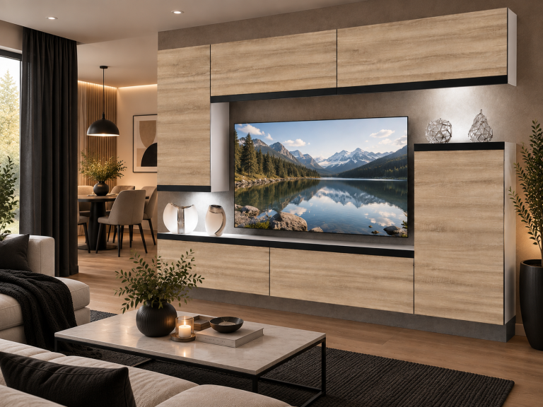 Obývací stěna Prestige 250 cm TV/RTV dubová dub wotan dub sonoma Výrobce IMP P Woody 8/5/W/DS/0/0/CM