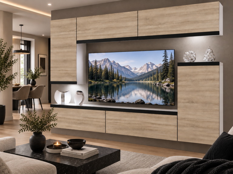 Obývací stěna Prestige 250 cm TV/RTV dubová dub wotan dub sonoma Výrobce IMP P Woody 8/5/W/DS/0/0/CM