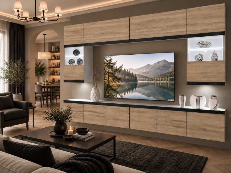 Obývací stěna Prestige 300 cm TV/RTV dubová dub wotan dub sonoma Výrobce IMP P2 Nolan 1/5/W/DS/0/0/CM