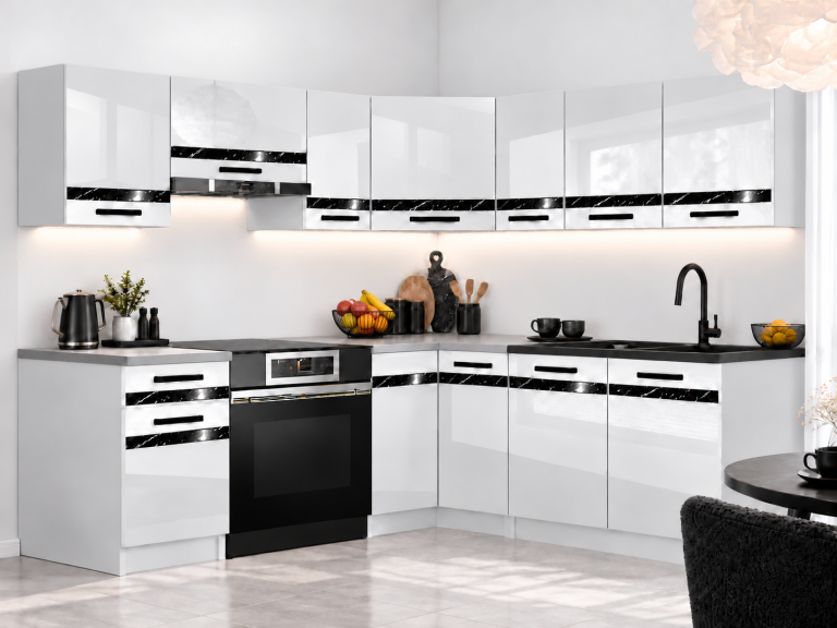 Kuchyňský nábytek Prestige 360 cm bílý lesk s pracovní deskou Výrobce INF P Pablo/0/WT/W/0/A1/CS