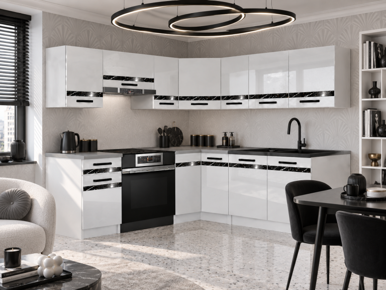 Kuchyňský nábytek Prestige 360 cm bílý lesk s pracovní deskou Výrobce INF P Pablo/0/WT/W/0/A1/CS