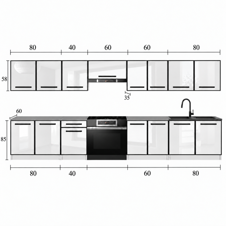 Kuchyňský nábytek Linea 320 cm královský eben s pracovní deskou Výrobce TOR L Vincent/0/WT/HK/0/A1