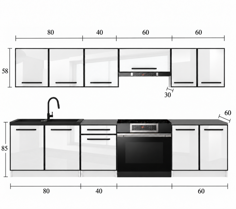 Kuchyňský nábytek Linea 240 cm bílý mat s pracovní deskou Výrobce TOR L Salvador/0/WT/WT/0/A1