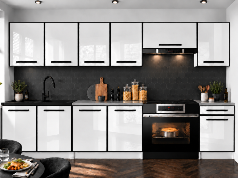 Kuchyňský nábytek Linea 260 cm bílý lesk s pracovní deskou Výrobce INF L Frida/0/WT/W/0/A1
