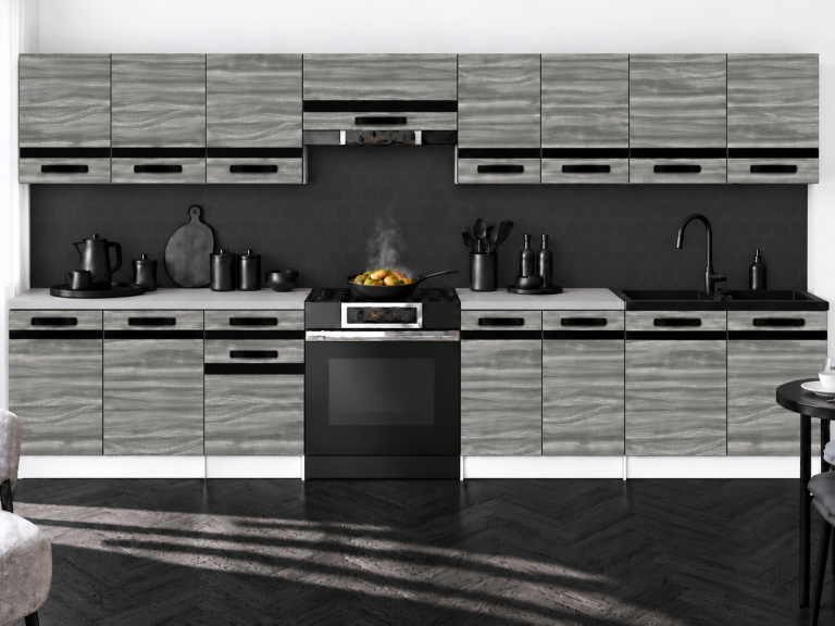 Kuchyňský nábytek Prestige 320 cm glamour wood bez pracovní desky výrobce TOR P Vincent/0/WT/GW1/BB/A1/CM