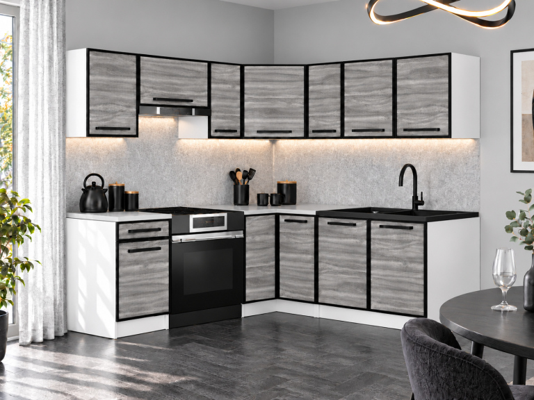 Kuchyňská linka Linea 360 cm glamour wood s pracovní deskou výrobce TOR L Pablo/0/WT/GW1/0/A1