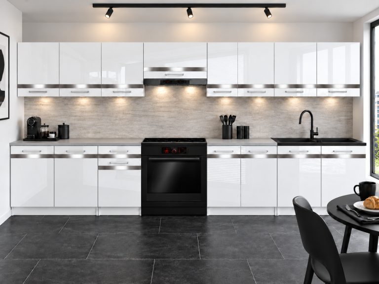 Kuchyňský nábytek Prestige 320 cm bílý lesk s pracovní deskou Výrobce INF P Vincent/0/WT/W/0/C1/SL