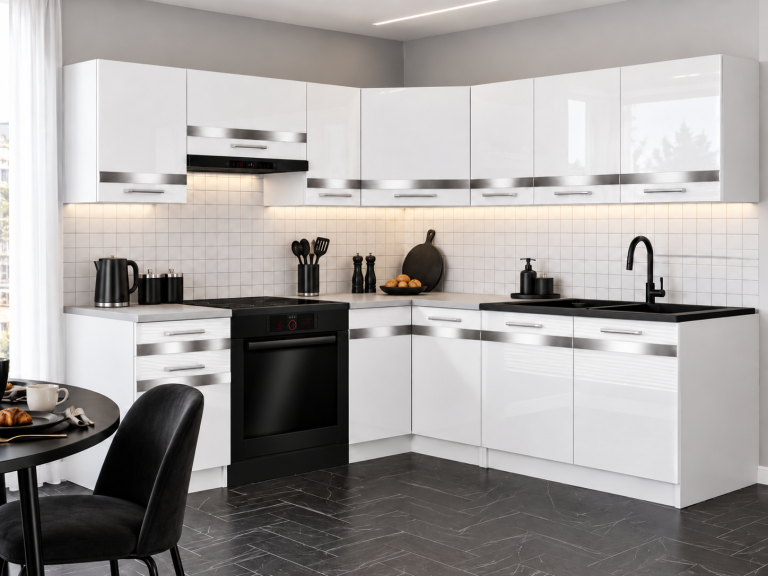Kuchyňský nábytek Prestige 360 cm bílý lesk s pracovní deskou Výrobce INF P Pablo/0/WT/W/0/C1/SL