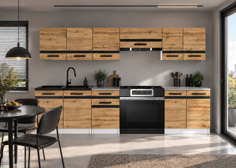 Kuchyňský nábytek Prestige 240 cm dub wotan s pracovní deskou výrobce TOR P Salvador/0/WT/DW/0/A1/CM